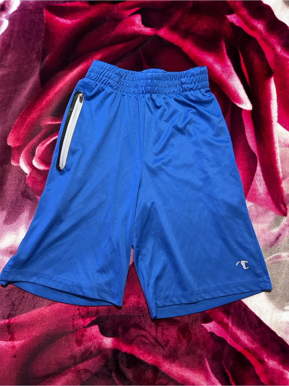 Champion Boys Royal Blue Athletic Shorts with White Zip Pocket